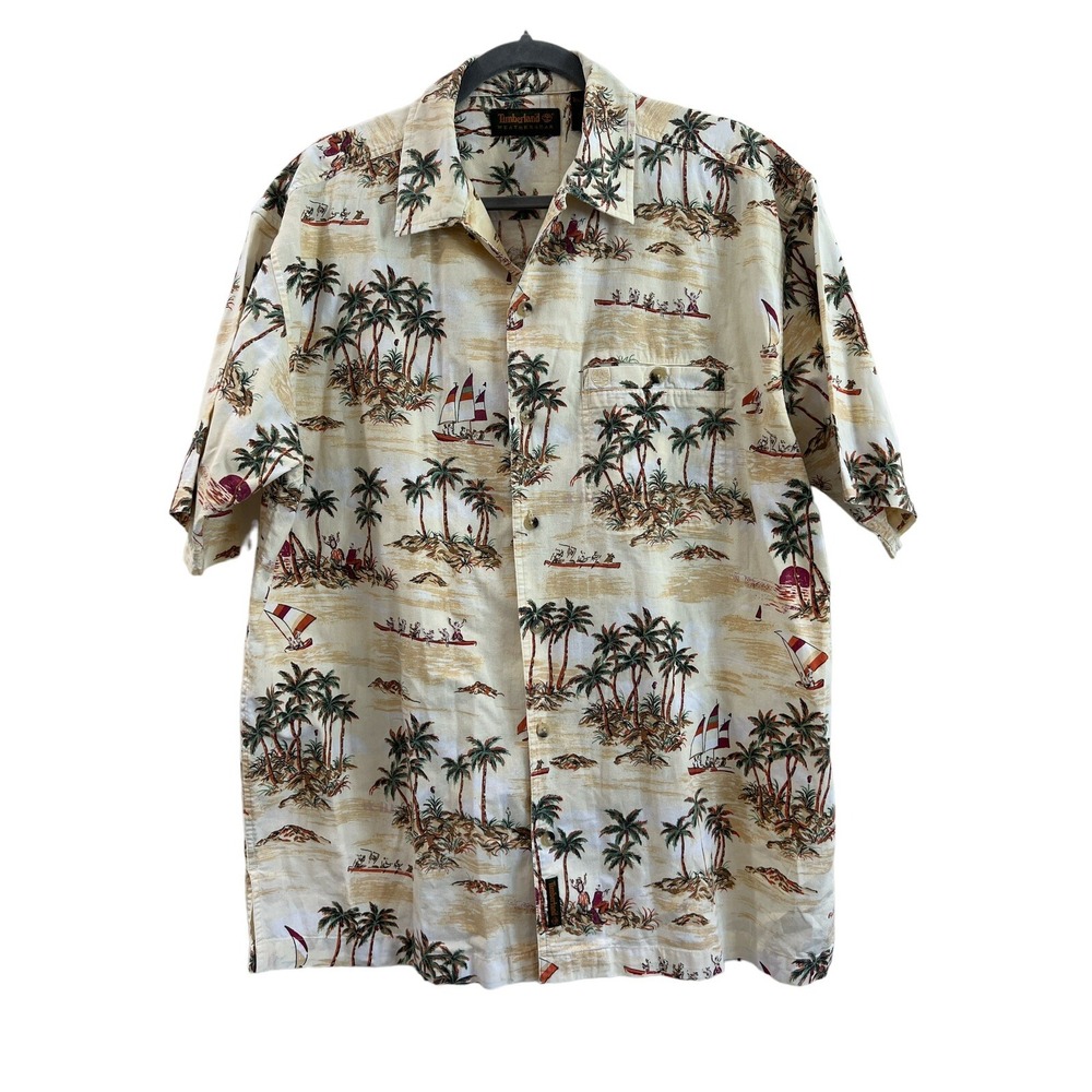 Timberland Weathergear Mens Shirt Tropical Hawaiian Button Up Shirt Size M
